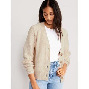 NEW NWT Old Navy Shaker-Stitch Cardigan Sweater Cream Ribbed Cardigan